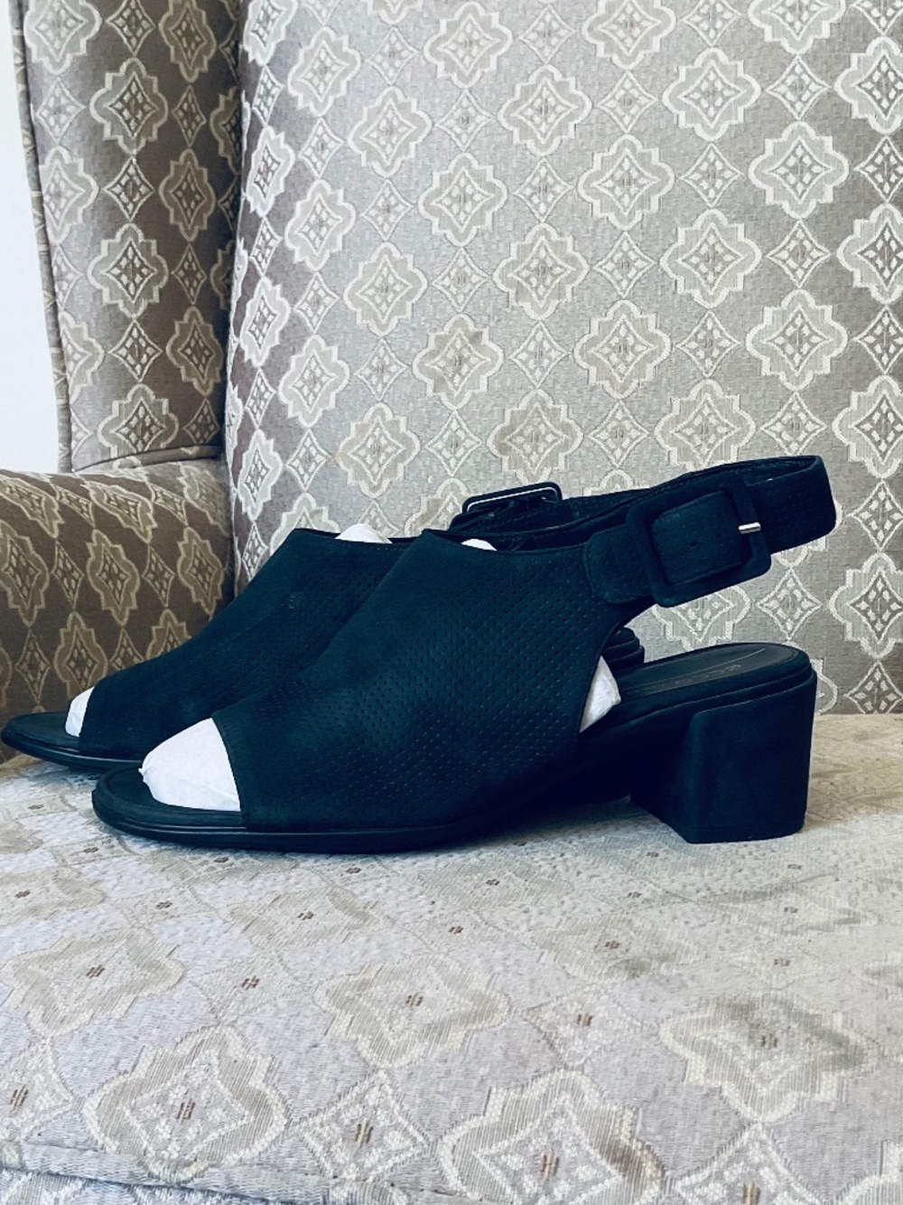 NWOB ECCO Shape 35 Block Slingback Leather Sandals Black Size 9 / 40 - Picture 4 of 8